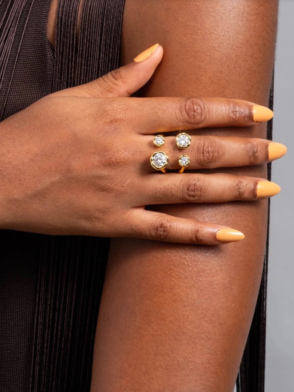 ALEXIS BITTAR Asterales Gold Open Ring Size 7 Clear C Z JN28 AU03
